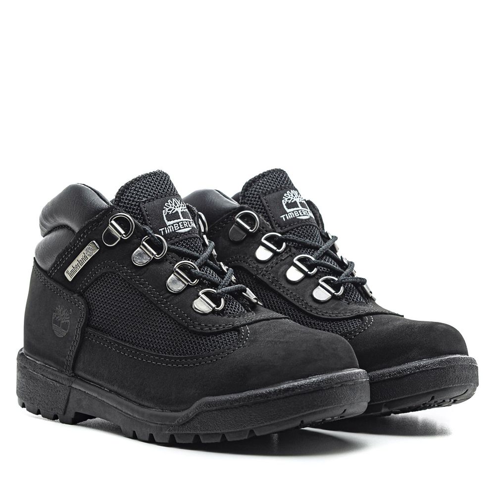 Timberland Kids Snow Boots Youth Leather/Fabric Mid Field - Black - India HL5072613